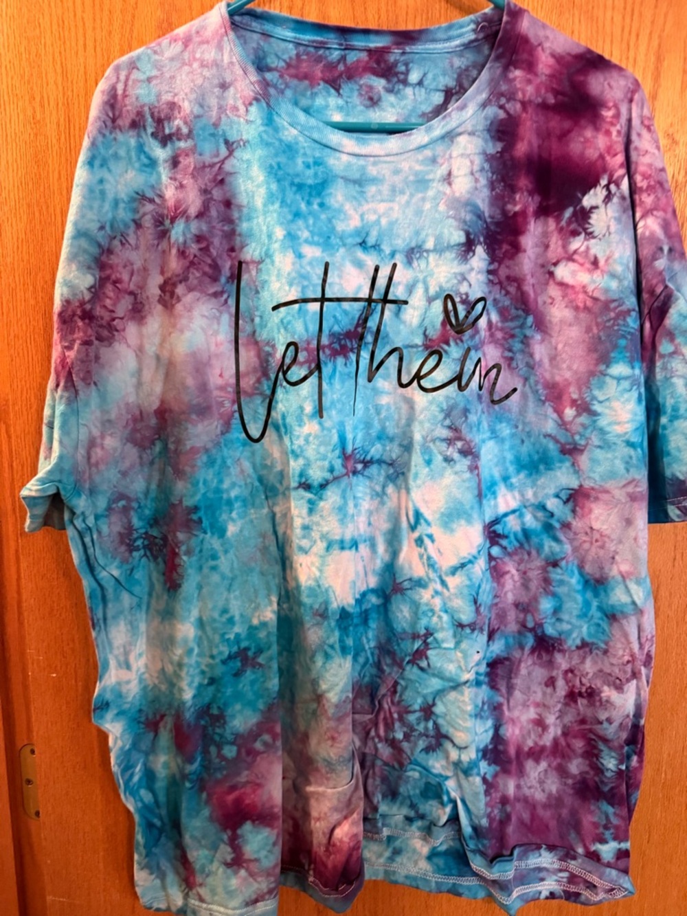 Tie-Dye Tee with Script Heart Graphic - Blue & Purple